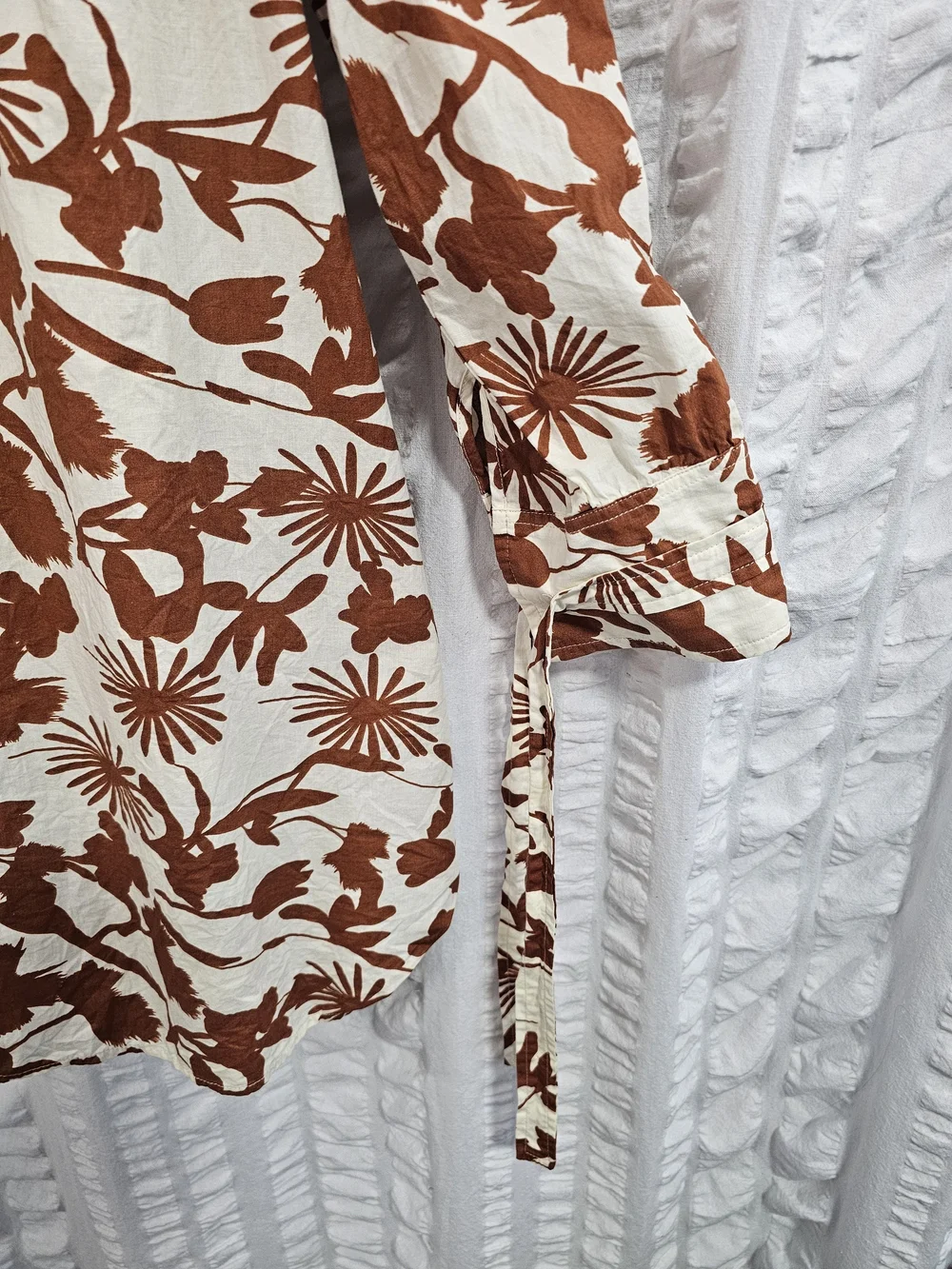 Sunday In Brooklyn Button-Front Mini Shirtdress Cream Rust Botanical Size 3X